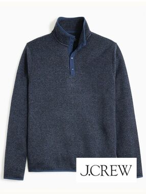 J.Crew Men's Marled Fleece Half-Snap Pullover Sz M Navy NWOT Hiking Gorpcore